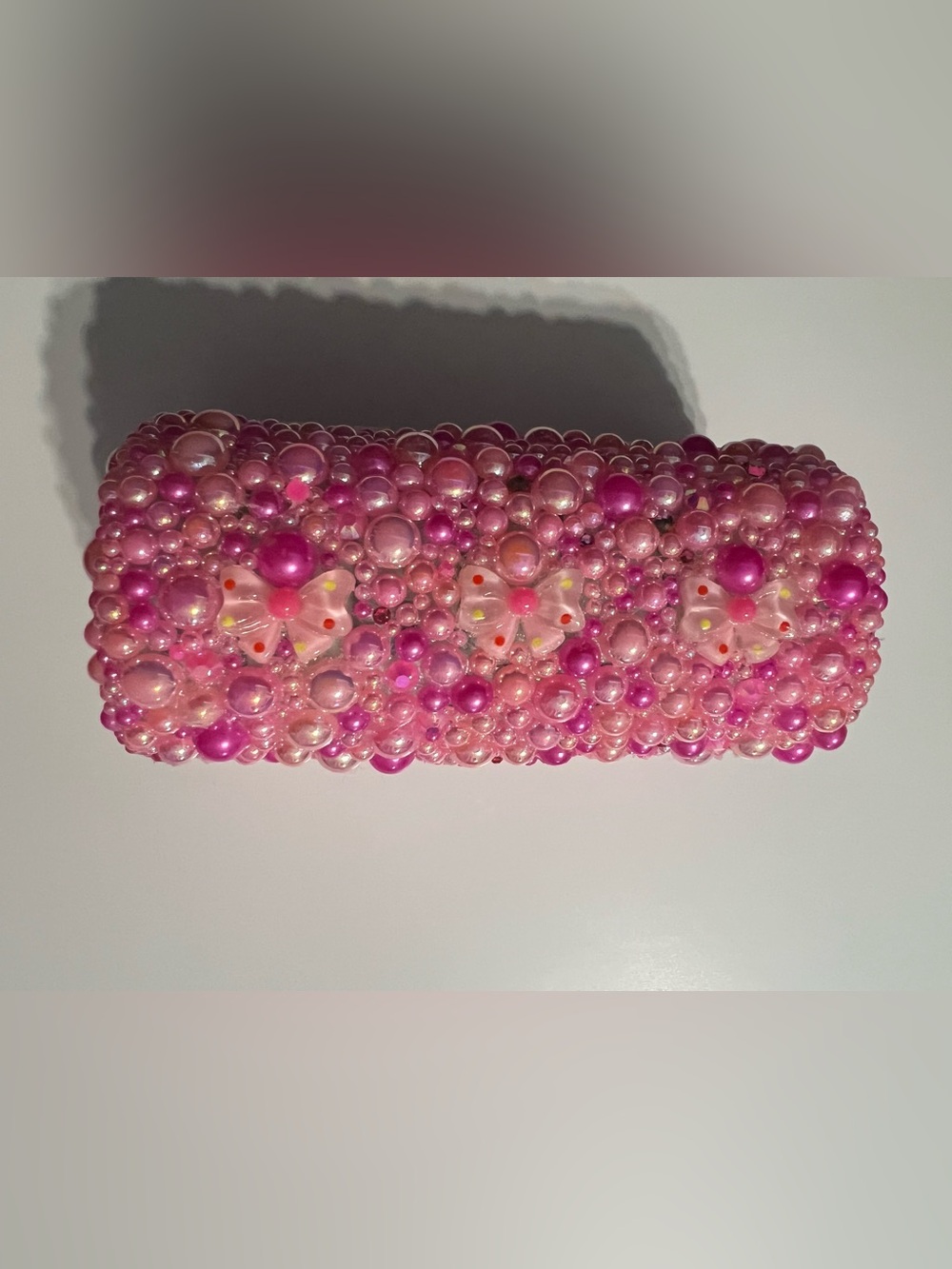 Custom Handcrafted Daily Pill Case Organizer- Pink Champagne and Bows